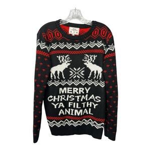 Merry Christmas You Filthy Animal Ugly Christmas Sweater XL Home Alone